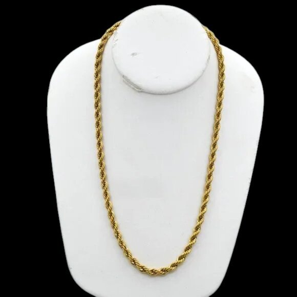 Vintage Gold Tone Twisted Rope Chain Necklace 20" - Picture 3 of 5